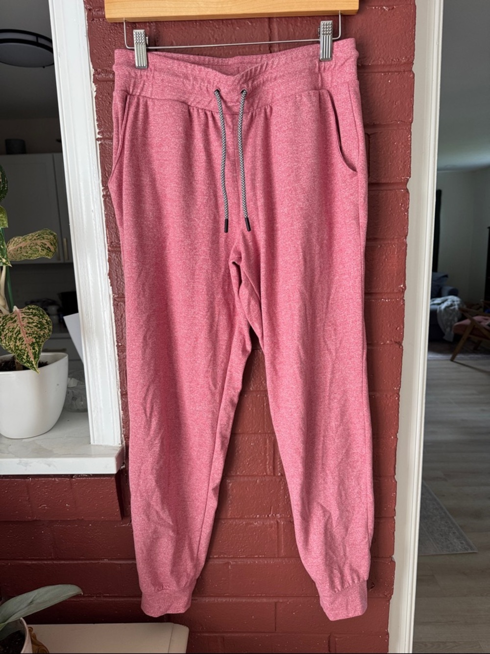 Rhoback Heathered Rose Pink Drawstring Joggers Small